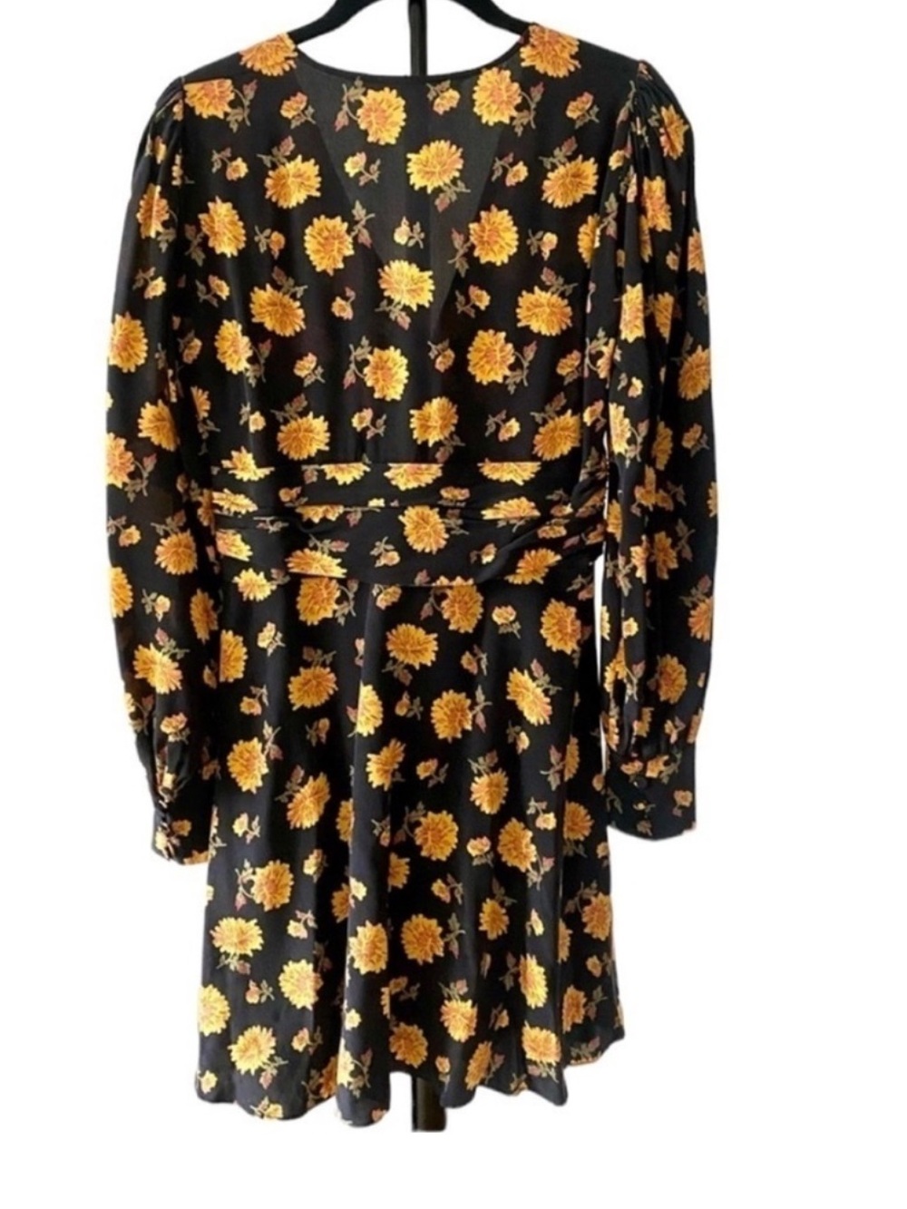 Veronica Beard Marion Blouson Floral 100% Silk Dress Silk crepe Shirred waist - Picture 7 of 15